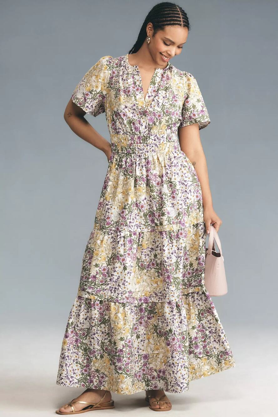 nwt by ANTHRPOLOGIE sz L Somerset Maxi Dress: Lilac Motif